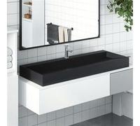 vidaXL Wastafel 120x46x11 cm gegoten mineraal/marmer matzwart155983 Noir mat G