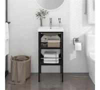 vidaXL Cadre de lavabo de salle de bain vasque ¿¿ encastrer Noir Fer