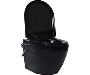vidaXL WC mural sans rebord Chasse d'eau à encastrer noir Céramique