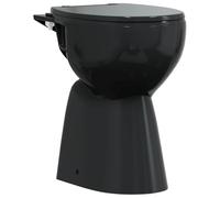 vidaXL WC Sans Rebords, Céramique, Noir, 50,5x36,5x50 cm, Hauteur Confort, Abattant Soft-Close, Salle de Bain, WC Compact, Design Slim, Pour Grands et Seniors, Lavage Hygiénique