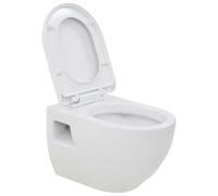 vidaXL WC suspendu en céramique Blanc