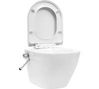 vidaXL WC suspendu sans rebord avec fonction bidet Céramique blanche