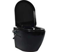vidaXL WC suspendu sans rebord avec fonction bidet Céramique noire