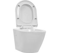 vidaXL WC suspendu sans rebord de chasse d'eau Céramique blanche