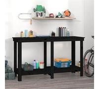 vidaXL werkbank 140x50x80 cm massief grenenhout zwart822510 Noir G