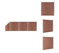vidaXL WPC Clôture Set 3 Carrés + 1 Pente 619x186 cm Marron - Panneaux de clôture