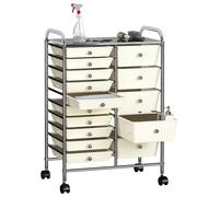 vidaXL XXL Chariot à tiroirs avec 15 tiroirs blanc plastique