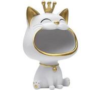 Vide-Poche chat bouche ouverte en polyrésine blanc et dorée - - ALTOBUY Blanc