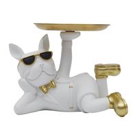 Vide poche en plastique personnage bouledogue collection BULLDOG blanc et doré