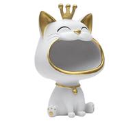 HOME DECO FACTORY - HD0157 Statue de Chat Blanc Vide Poche, Objet Déco Élégant et Pratique, Finition Moderne, Organisation Petits Objets, Taille Unique, Blanc et Doré