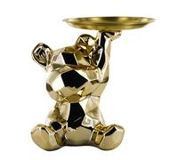 HOME DECO FACTORY - HD0523 Statue Ourson Vide-Poche - Décoration Intérieure Élégante - Finition Luxe - Idéal pour Clés et Bijoux - Dimensions 14,5x12x18 cm - Couleur Or