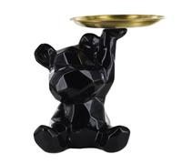 Statue Peluche Ours Noir avec Poche H12 cm
