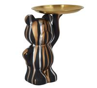 HOME DECO FACTORY - HD0153 Statue Déco Moderne 30 cm, Vide-Poche Fonctionnel pour Clés et Bijoux, Finition Élégante en Noir, Or et Argent pour Intérieur