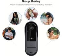 Vidéo sans fil -T��sonnerie -caméra avec carillon -Ringer Deux voies audio Tuya App Control Night Viewing 2.4g WiFi TF seulement -carte/cloud -mémoire��cloche