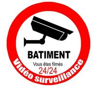 Vidéo Surveillance Batiment - 15cm - Sticker/Autocollant