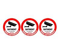 Vidéo Surveillance Batiment - 3fois 5cm - Sticker/Autocollant