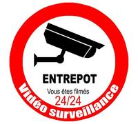 Vidéo Surveillance Entrepot - 10cm - Sticker/Autocollant