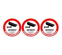 Vidéo Surveillance Entrepot - 3fois 5cm - Sticker/Autocollant
