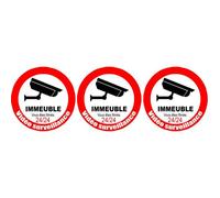 Vidéo Surveillance Immeuble - 3fois 5cm - Sticker/Autocollant