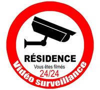 Vidéo Surveillance Résidence - 10cm - Sticker/Autocollant