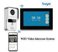 Vidéophone IP WiFi 10"" Écran | Caméra 1080P 140° Carte 64G | 2 Portes 4 Moniteurs Câblé 4 Fils | Tuya App