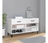 vidiXL Armoire à chaussures - Blanc brillant