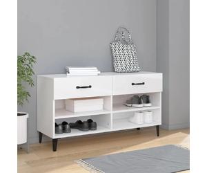 vidiXL Armoire à chaussures - Blanc brillant