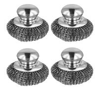 VIDSTW 4 Pièces Éponge Fil d'acier avec Poignée Eponge Metallique Réutilisable Éponge Vaisselle Acier Inoxydable Eponge Vaisselle pour Nettoyer la Vaisselle, Les Casseroles, L'évier