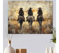 VIEAXSQU Affiche rétro de cowgirl, tableau mural champêtre, art du Far West, impression de paysage de prairie (80x120cm/sans cadre)