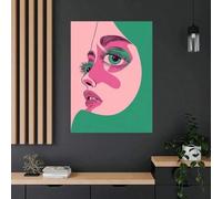 VIEAXSQU Tableau pop art, toile représentant un visage de femme, portrait féminin coloré (50 x 75 cm/sans cadre)
