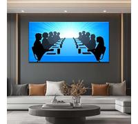 VIEAXSQU Toile murale pour le travail d'équipe au bureau, affiche silhouette de réunion d'affaires, décoration murale pour conférence d'entreprise (60 x 90 cm/sans cadre)
