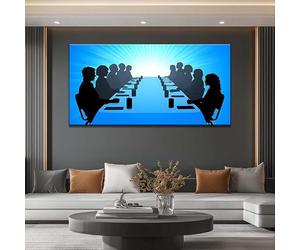VIEAXSQU Toile murale « Travail d'équipe au bureau », affiche silhouette de réunion d'affaires, décoration murale pour conférence d'entreprise (20 x 40 cm/sans cadre)