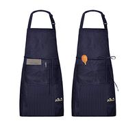 Viedouce 2 Pack Tabliers de Cuisine Etanche,Tablier Réglable avec Poches pour Cuisine Familial, Restaurant Jardin Barbecue école Café Tablier pour Chef Boulanger Serveurs Serveuse, Bleu Marine Rayé