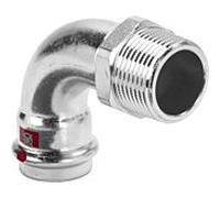 Viega Prestabo feuille 558406 15 mm x R 3/8, 90 degrés, acier non allié, SC-Contur, polygone