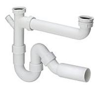 Viega raccord de vidange 109585 G 2000 2000 / 2xDN 40x90-310mm, plastique blanc, pour éviers doubles