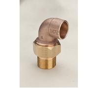 Viega Raccord union coudé 90 degrés, d 18mm, R 3/4 Laiton rouge, Laiton Modèle 9