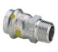 Viega Sanpress Inox G pièce de transition 486808 35 mm x R 1 1/4, acier inoxydable, polygonale, SC-Contur