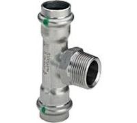 Viega Sanpress Inox Pièce en T 445997 28 mm x R 3/4 x 28 mm, acier inoxydable, SC-Contur