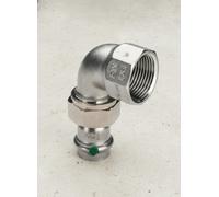 Viega Sanpress Inox raccord coudé 437343 28mmxRp 1, 90 degrés, en acier inoxydable, joint plat, SC-Contur