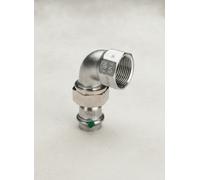 Viega Sanpress Inox-Raccord union 90 degrés, d 18mm, Rp 3/4 laiton nickelé, acie