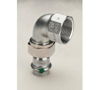 Viega Sanpress Inox raccord à vis d'angle 437367 42 mm x Rp 2000 2000 /2, 90°, acier inoxydable, joint plat, contour SC