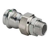 Viega Sanpress Inox raccord 438258 15mmxR 1/2, acier inoxydable, joint plat, SC-Contur