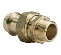 Viega Raccord à vis Sanpress 119133 22 mm x R 3/4, bronze à canon ou bronze au silicium, joint plat, SC-Contur