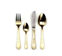 Viena Ménagère en acier inoxydable plaqué or 23/24 carats 113 pièces + cadeau 27 pièces