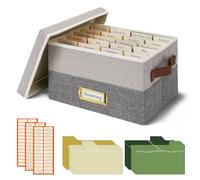 Vienrose Organisateur de Cartes de Vœux en Lin, Boîte de Rangement Pliable avec 20 Intercalaires Amovibles et 84 Étiquettes Autocollantes pour Photos Cartes Postales et Enveloppes (Gris)