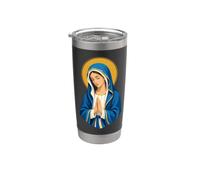 Vierge Marie Priant Bleu Manteau Sacré Christian Icône Art Gobelet isotherme en acier inoxydable double paroi