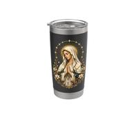 Vierge Marie Prière Portrait Avec Lys Étoiles Et Chapelet Gobelet isotherme en acier inoxydable double paroi