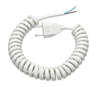 VIEVRE Câble de raccordement avec fiche - Câble spiralé de 2 m - Blanc - Extensible de 0,6 à 2 m - Câble d'alimentation avec fiche européenne plate 250 V / 2,5 A - IP20 - Intérieur