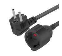VIEVRE Rallonge Schuko de 1,5 m avec interrupteur, 3680 W, IP20 | Fiche coudée à 90° H05VV-F 3G1,5 mm² et 16 A/250 V - Type F CEE 7/4 vers CEE 7/3 - Pour intérieur sec - Noir