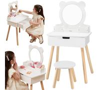Viga Grande Coiffeuse En Bois Blanc Avec Miroir Et Chaise